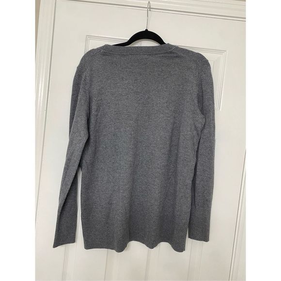 BodenโWool/Cotton Blend Gray Red Stripe Sweater, Size Medium - Picture 9 of 12